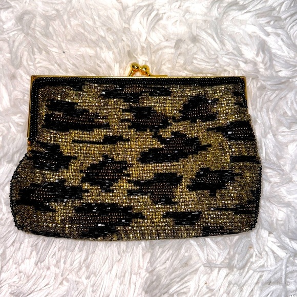 Vintage Leopard Print Beaded Clutch - Picture 1 of 9